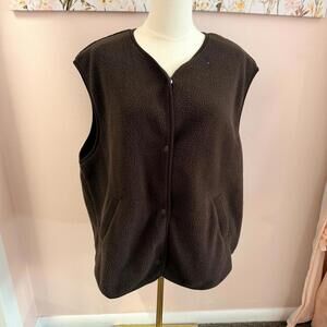 H&M Brown Teddy Fleece Snap Front Vest XL Cozy Layering Piece